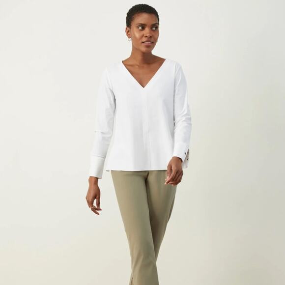 ADAY Something Tailored Shirt White Sz L $170 {3W8} - Picture 2 of 8